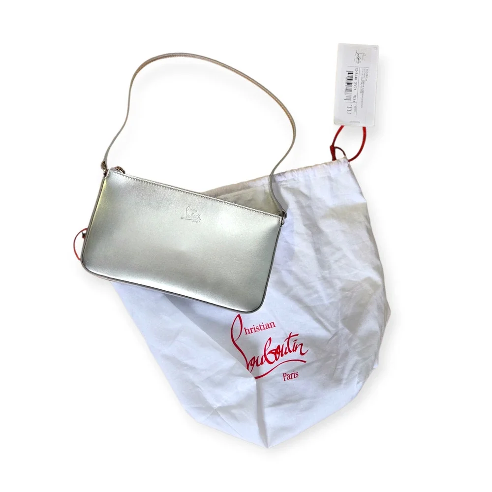 Christian‎ Louboutin Metallic Silver Leather Shoulder Hobo Bag